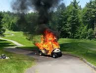 golf cart on fire